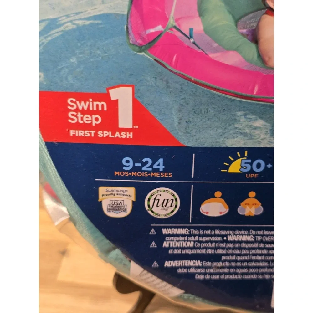 SwimWays Swim Step 1 Baby Spring Float Sun‎ Canopy Pink 9-24 months